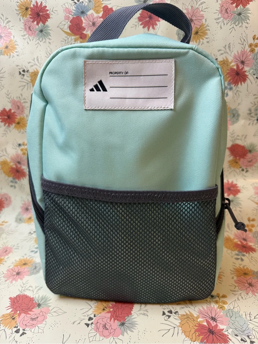 adidas Mint Green Mini Lunch Tote with Front Zip Pocket